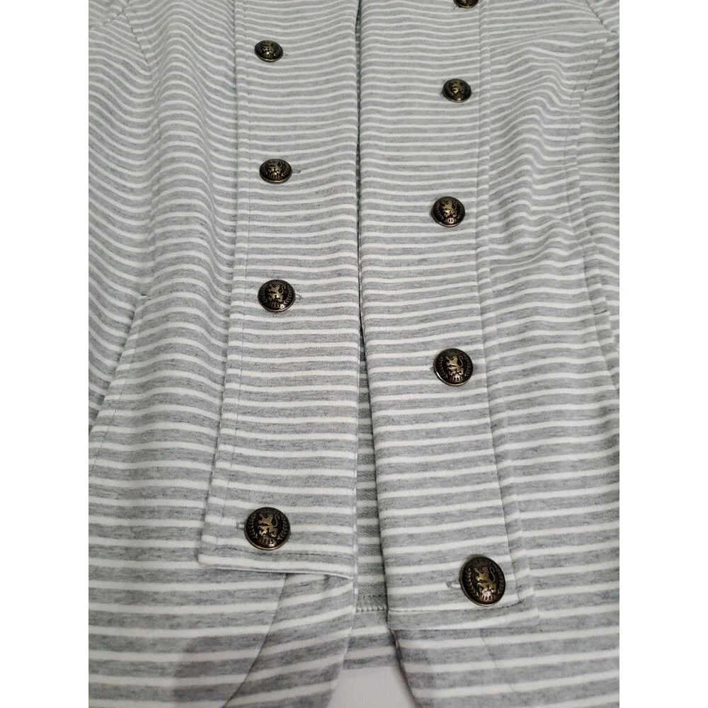 Tommy Hilfiger Button Up Jacket Gray Striped Casual w Pockets‎ Womens Medium